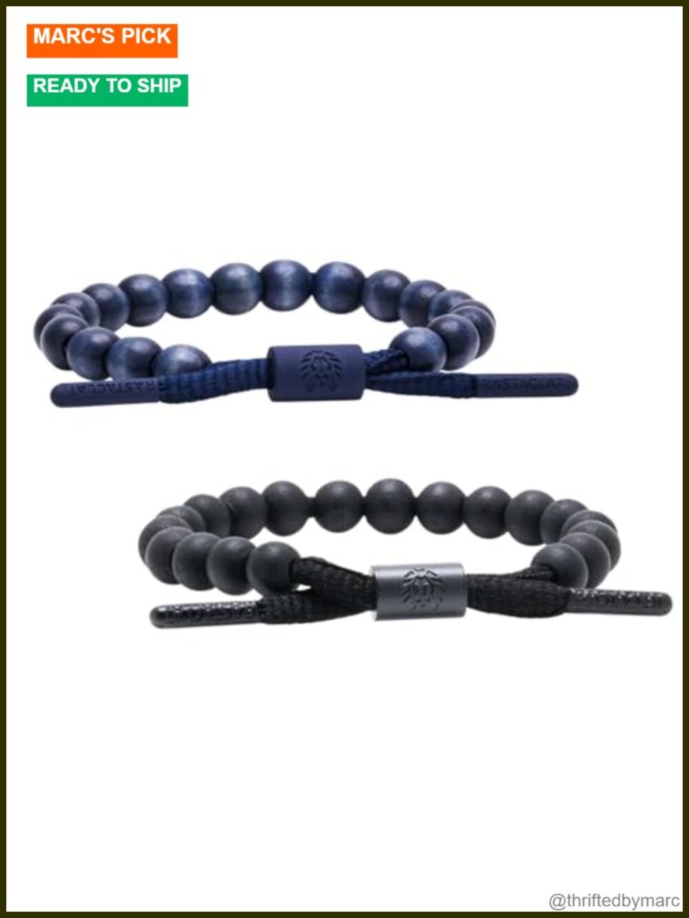 Rastaclat Hand Braided Beaded Bracelet 2 Pack Men Women Adjustable 6-7.5 In